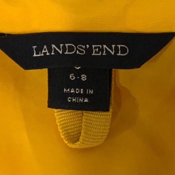 Lands End Women's small yellow hooded rain coat/Storm Jacket zipper & button fro - Picture 12 of 13